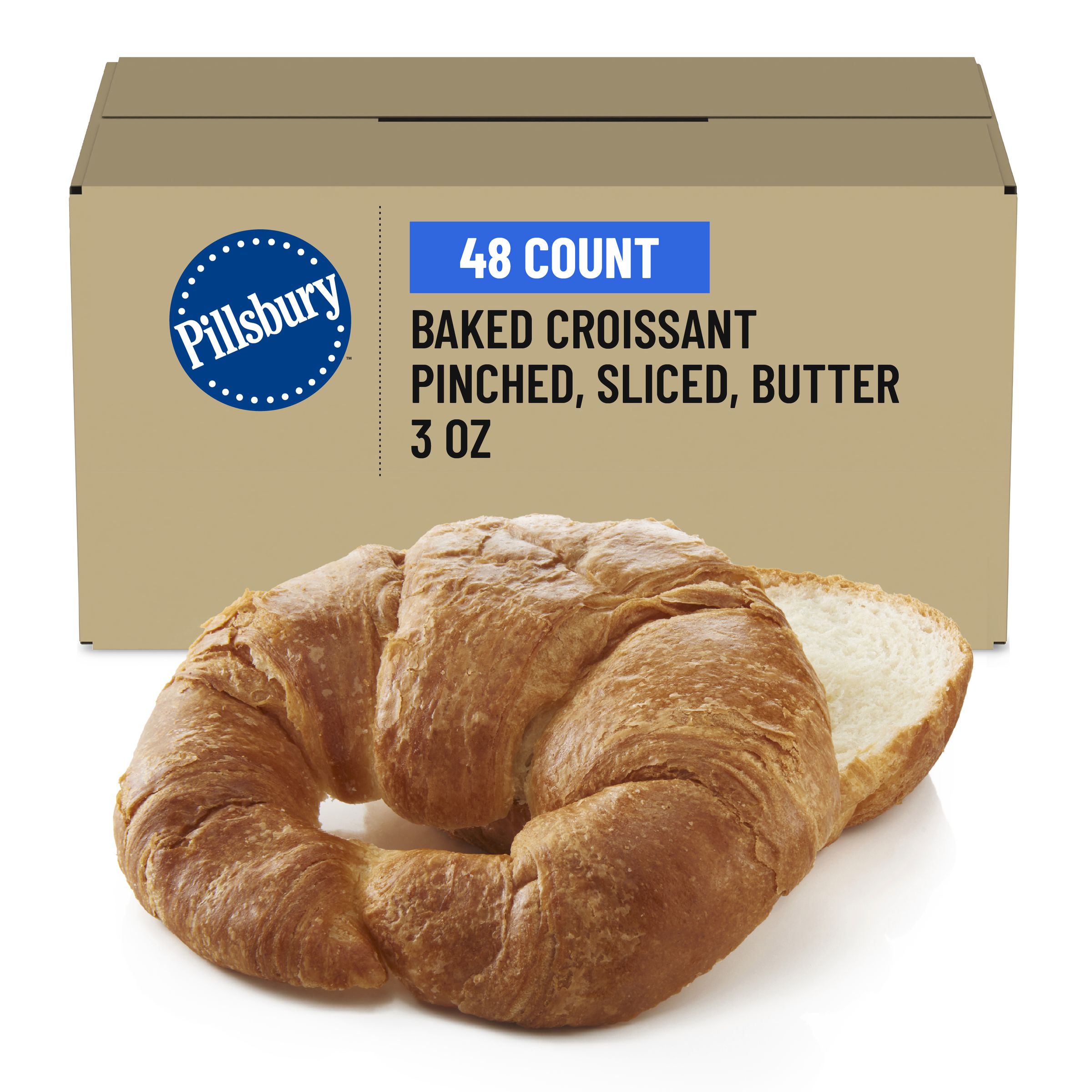 Case Optimized Hero Pillsbury Frozen Baked Croissant Bulk Pinched Sliced Butter 48/3 OZ