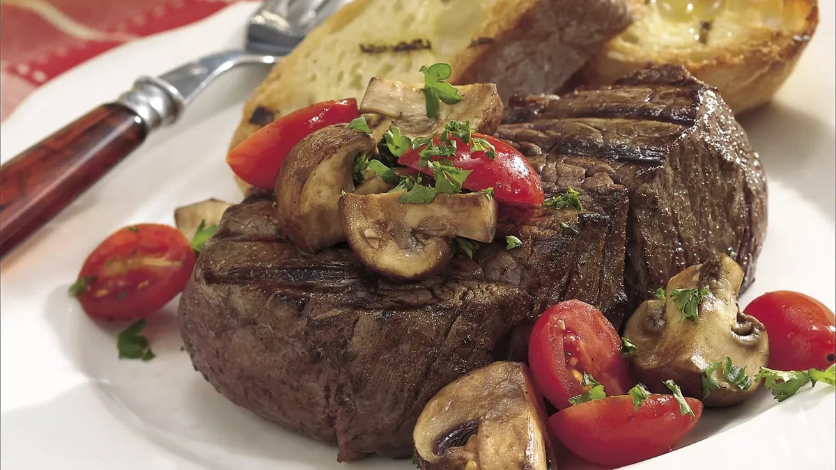 Grilled Garlic Mushrooms and Tomatoes