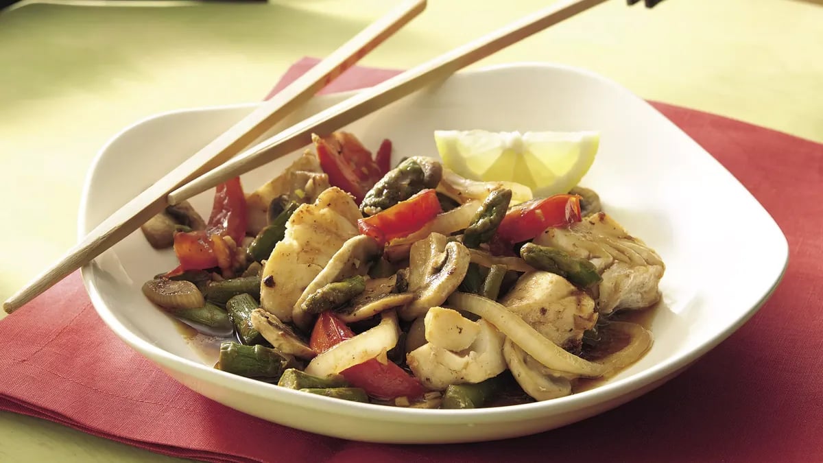 Halibut and Asparagus Stir-Fry