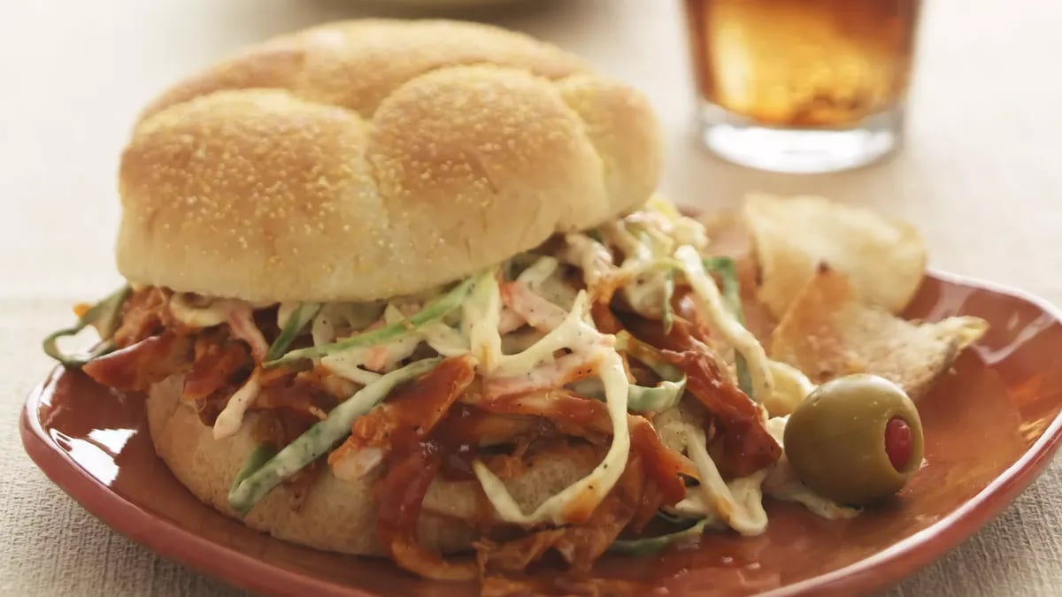 Pulled Chicken Sandwiches with Root Beer Barbecue Sauce