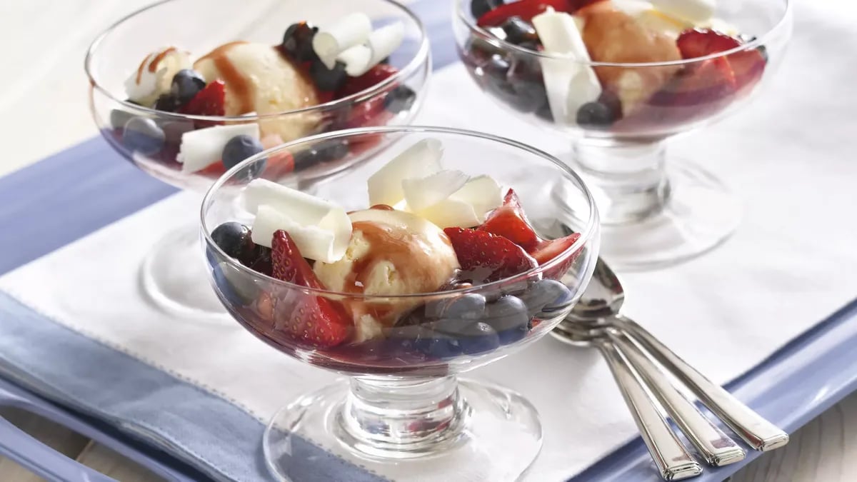 Red, White and Blueberry Sundaes