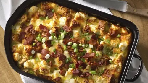 Double Bacon Bagel Egg Casserole