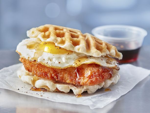 Chicken and Waffle Breakfast Sandwiches