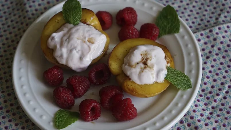 Grilled Peaches with Berries