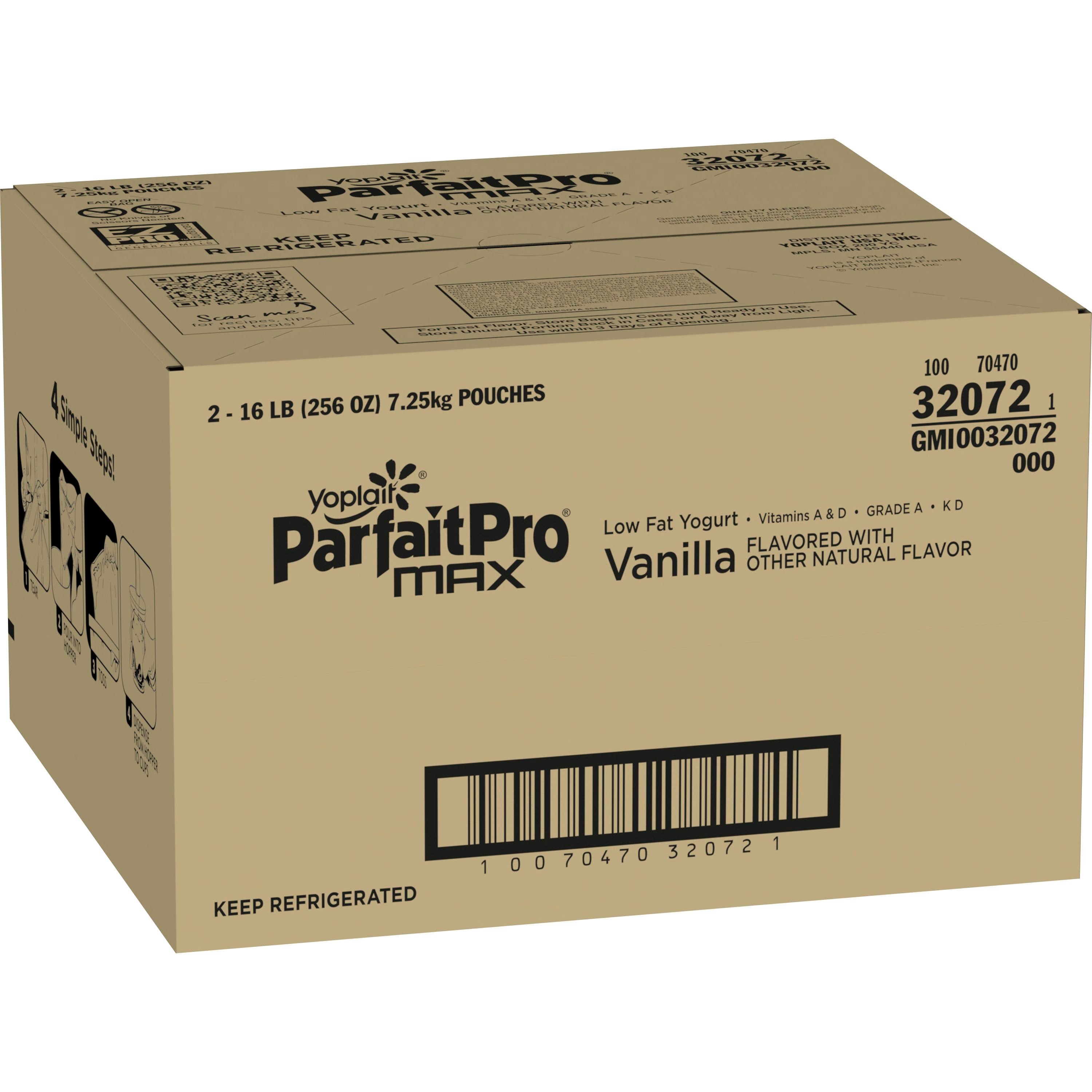 Case - Left Front 3D Yoplait ParfaitPro Max Yogurt Bulk Bag Low Fat Vanilla (2 ct) 256 OZ