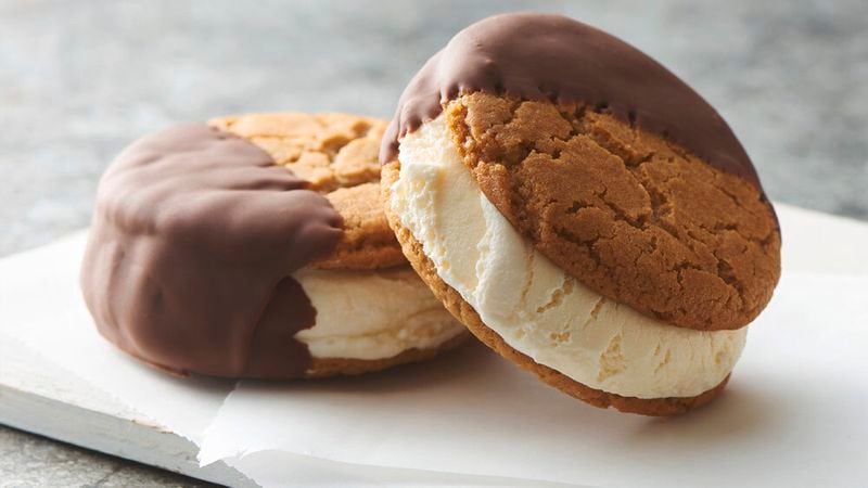 Chocolate-Dipped Peanut Butter Ice Cream Cookie Sandwiches