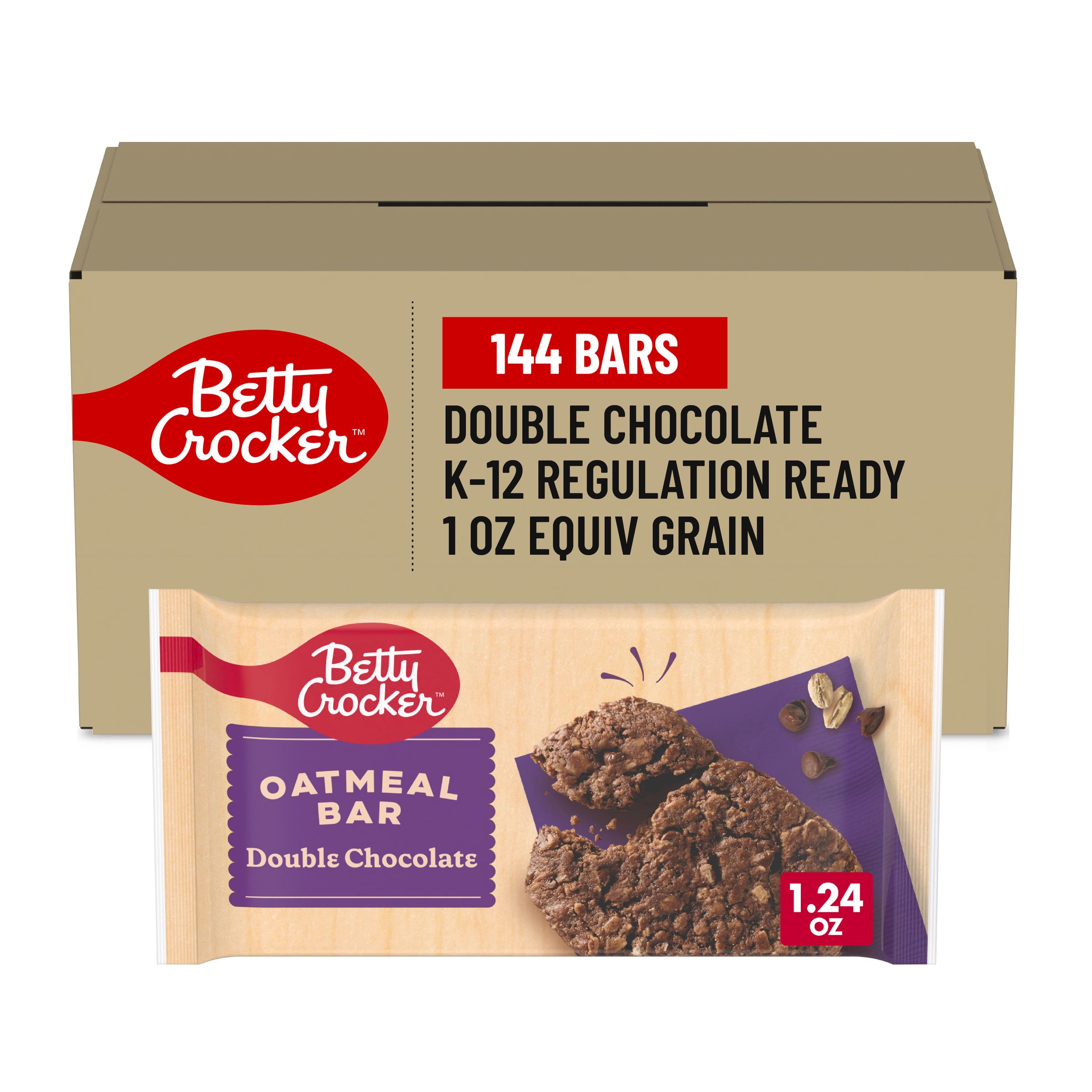  Case Optimized Hero Betty Crocker Oatmeal Bar Single Serve Pouch Double Chocolate 144/1.24 OZ