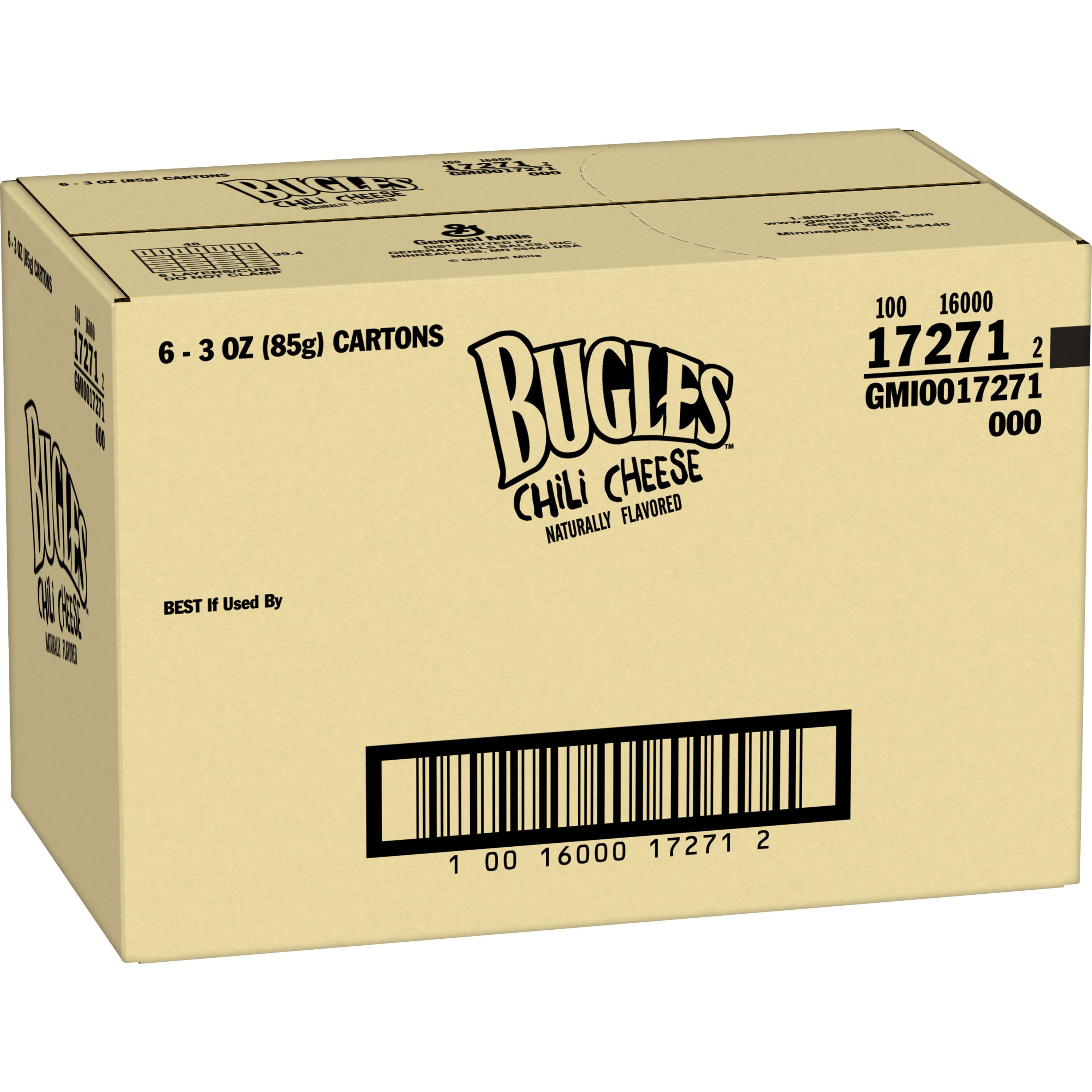 Case - Left Front 3D Bugles Salty Snack Bag Chili Cheese 6/3 OZ