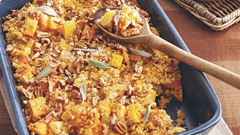 Cornbread Stuffing with Sweet Potatoes and Squash