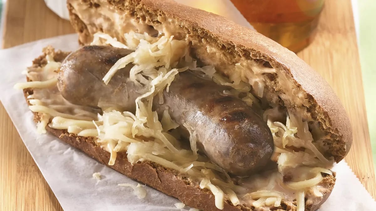 Grilled Reuben Brats