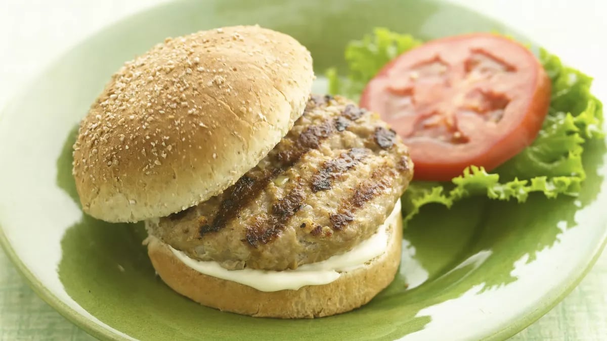 Savory Turkey Burgers with Garlicky Mayonnaise