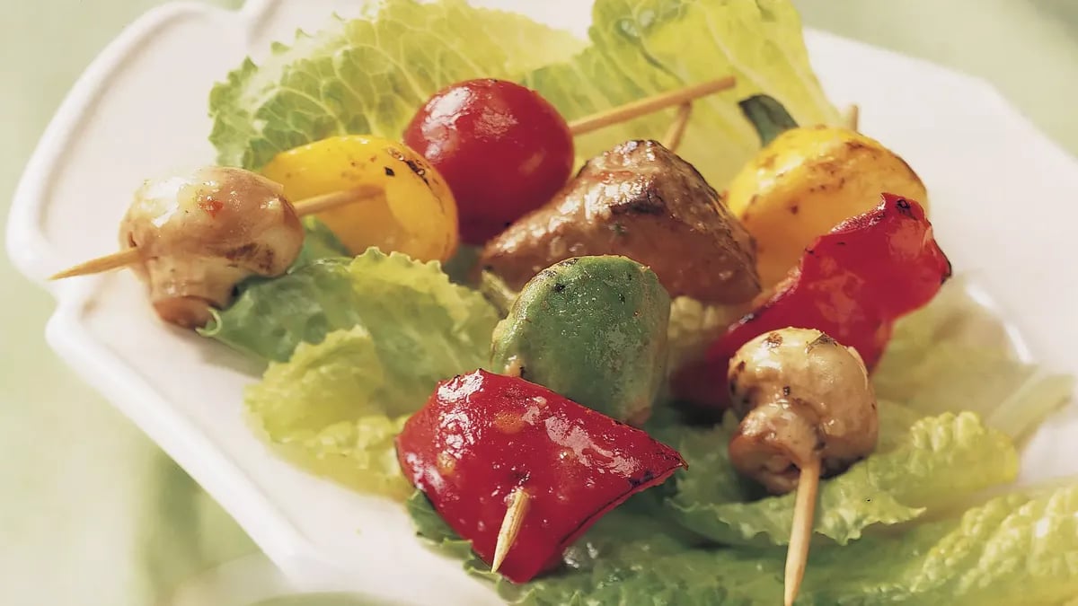 Grilled Caesar Beef Appetizer Kabobs