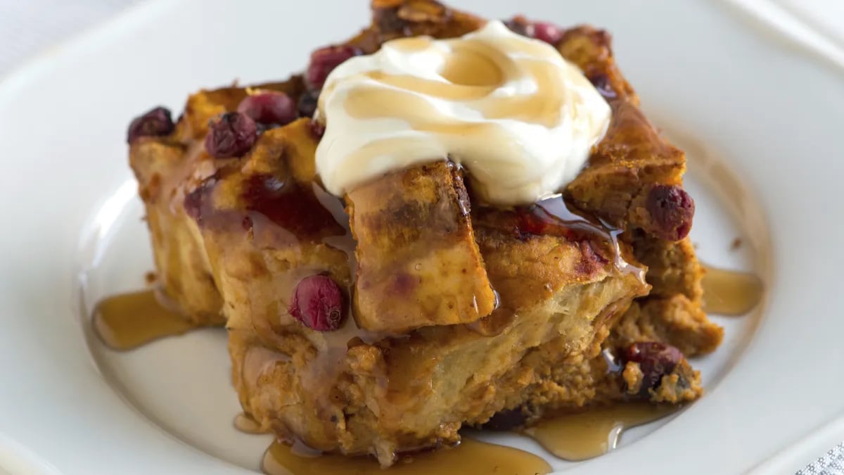 Pumpkin and Cranberry Breakfast Strata