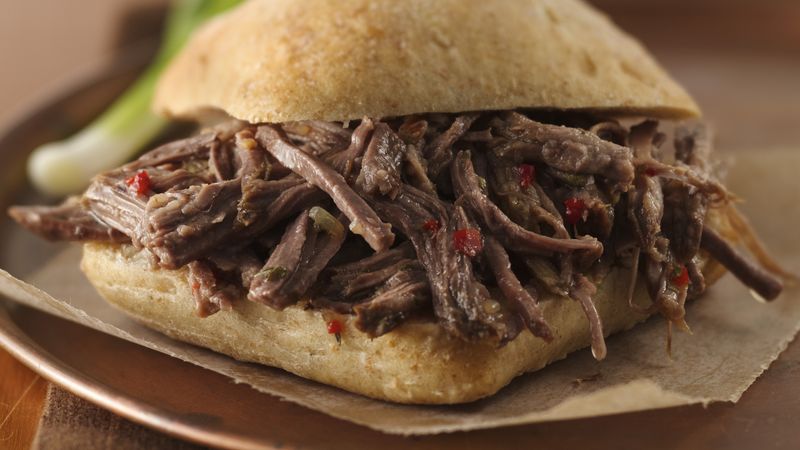Slow-Cooker Tangy Italian Beef Sandwiches