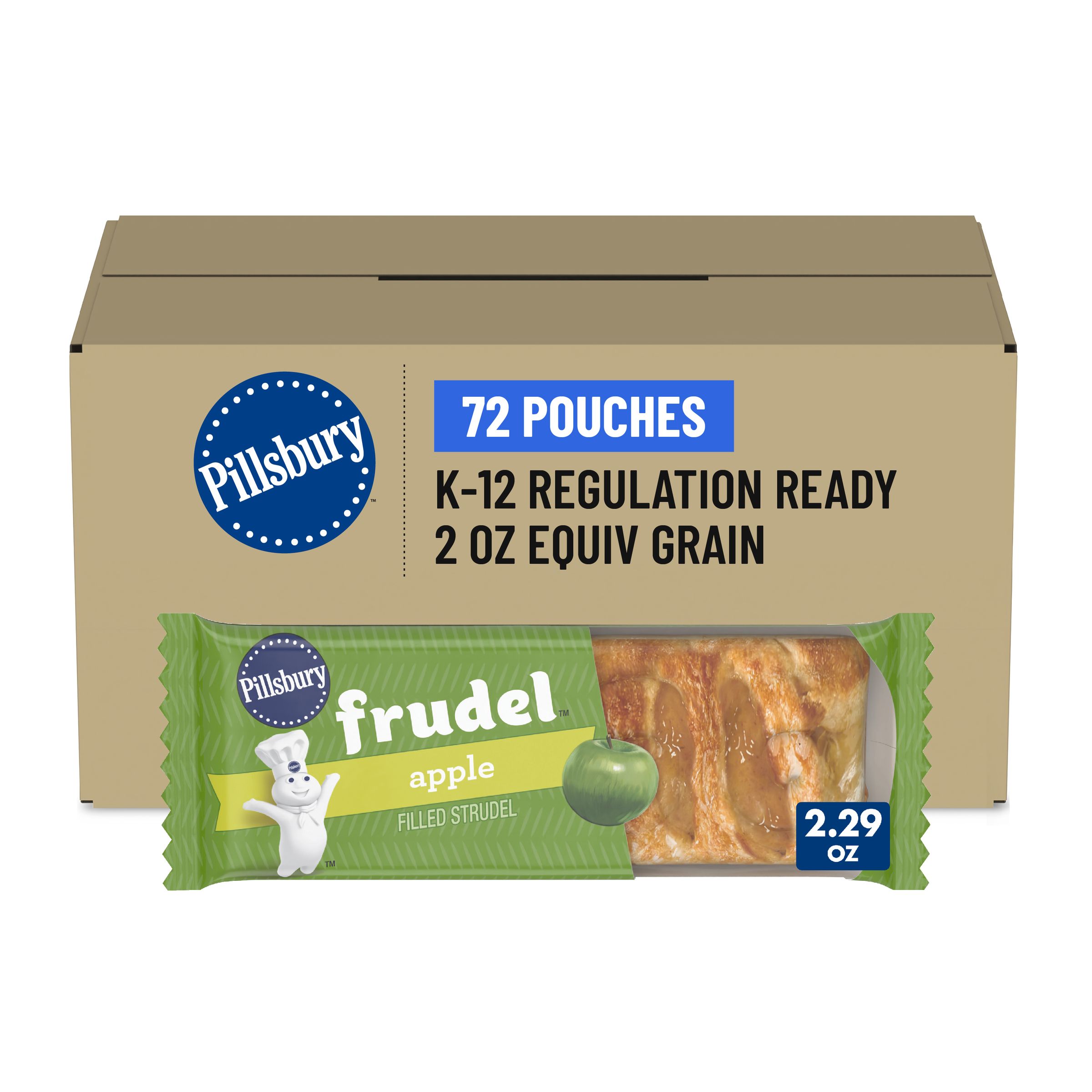  Case Optimized Hero Pillsbury Frozen Meals Frudel Single Serve Pouch Apple 72/2.29 OZ

