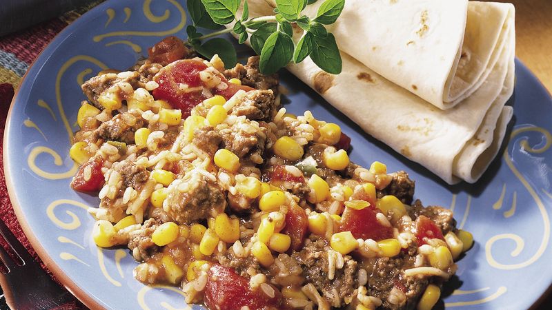 South-of-the-Border Beef and Rice Bake