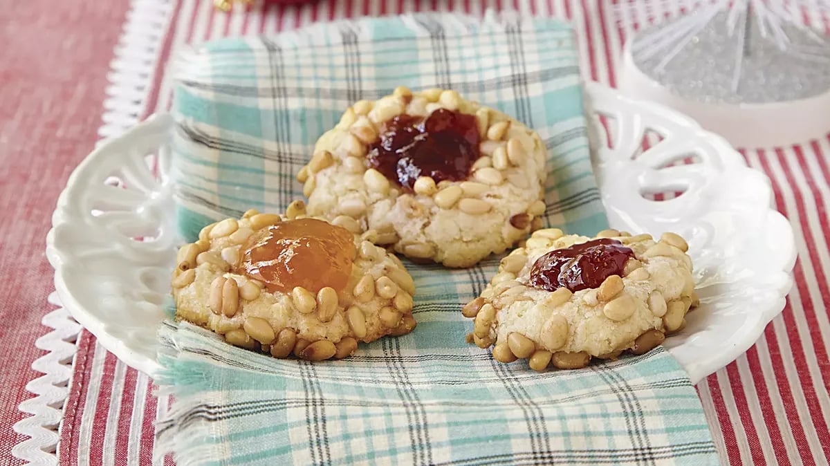 Jam-Filled Pine Nut Cookies