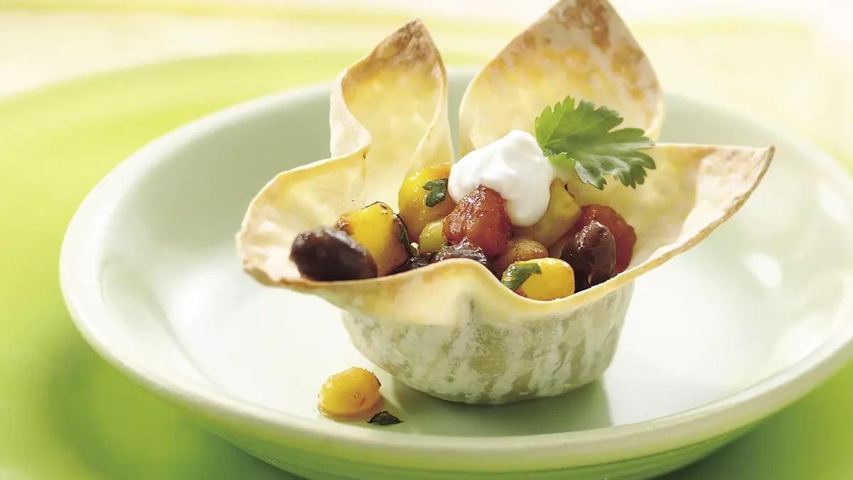 Black Bean and Corn Wonton Cups