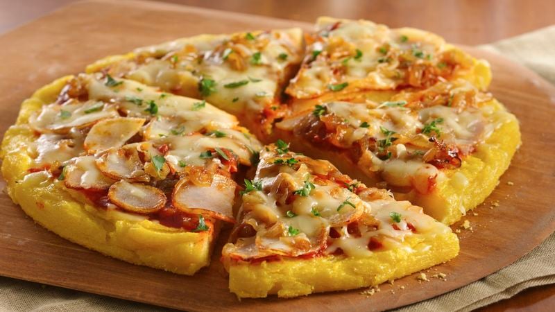 Caramelized Onion-Potato-Polenta Pizza