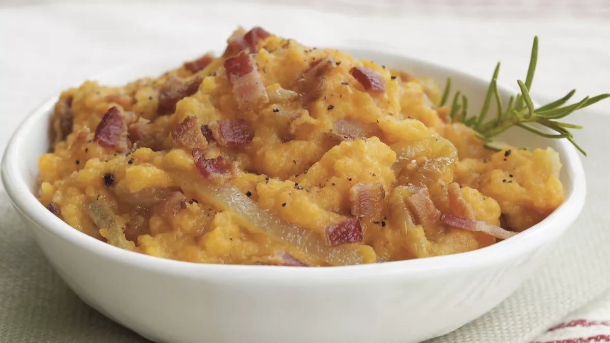 Rutabaga Smash with Bacon