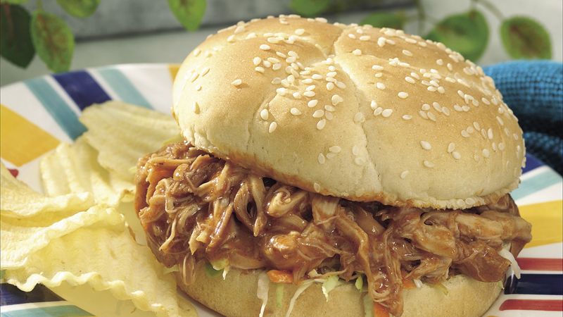 Slow-Cooker Teriyaki Barbecued Chicken Sandwiches