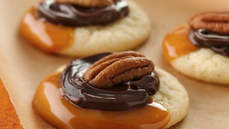 Caramel-Fudge Turtle Cookies Recipe - BettyCrocker.com