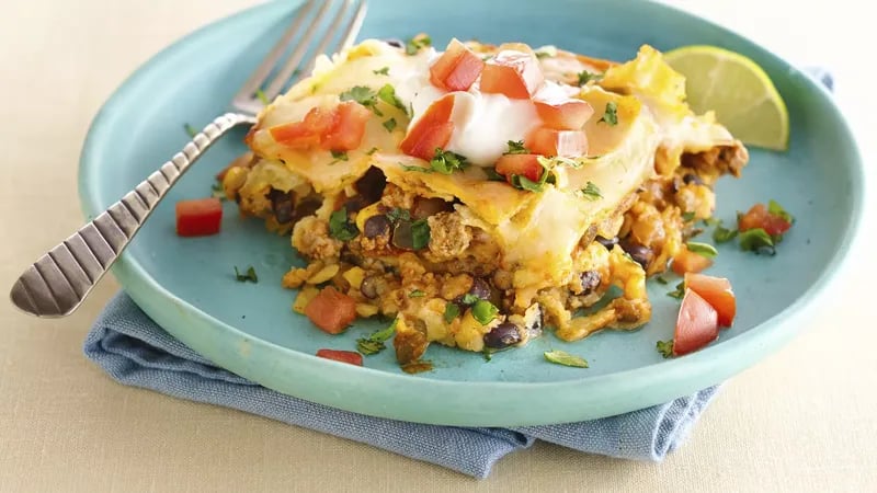 Skinny Slow-Cooker Beef Tortilla Casserole