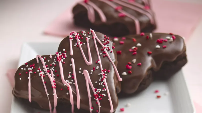 Glazed Brownie Hearts