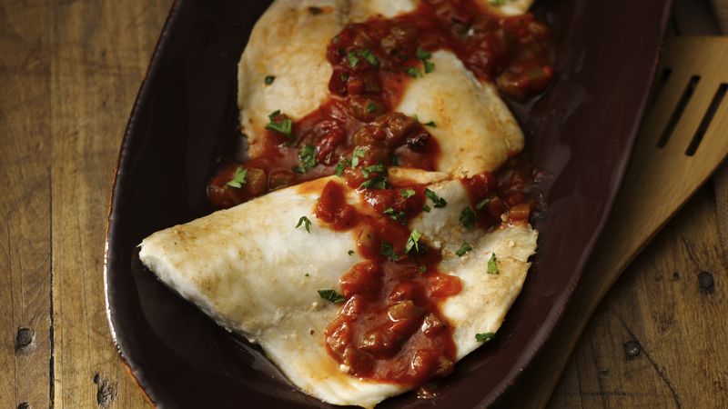 Snapper with Sautéed Tomato-Pepper Sauce