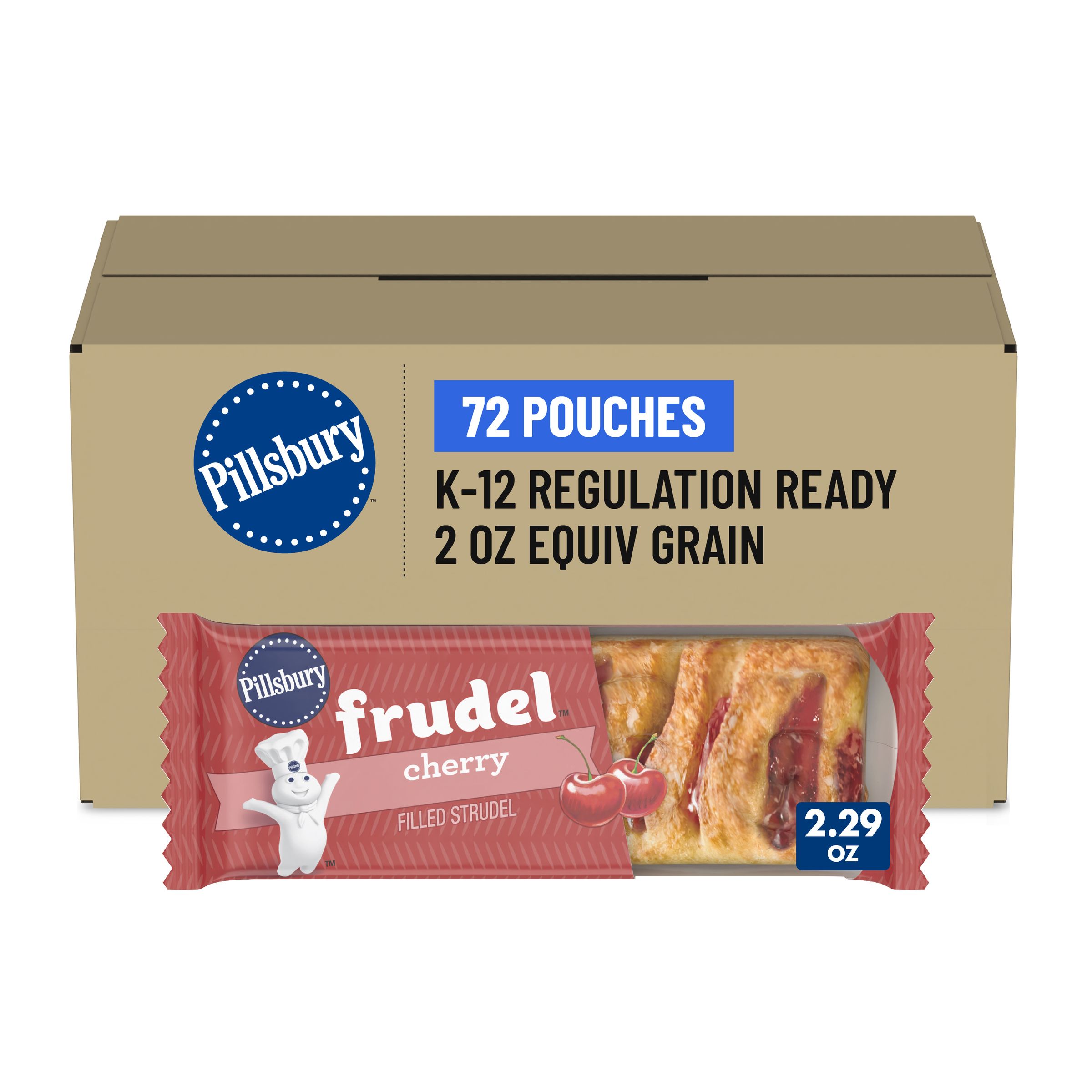  Case Optimized Hero Pillsbury Frozen Meals Frudel Single Serve Pouch Cherry 72/2.29 OZ