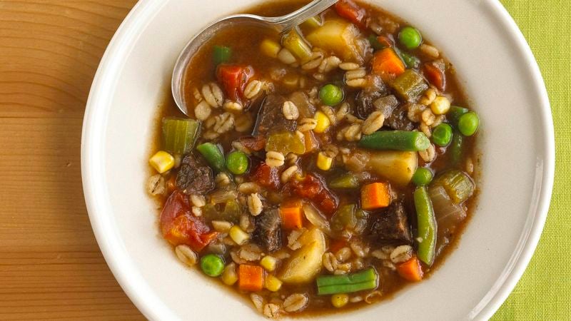 Crockpot Beef Barley Soup - The Chunky Chef