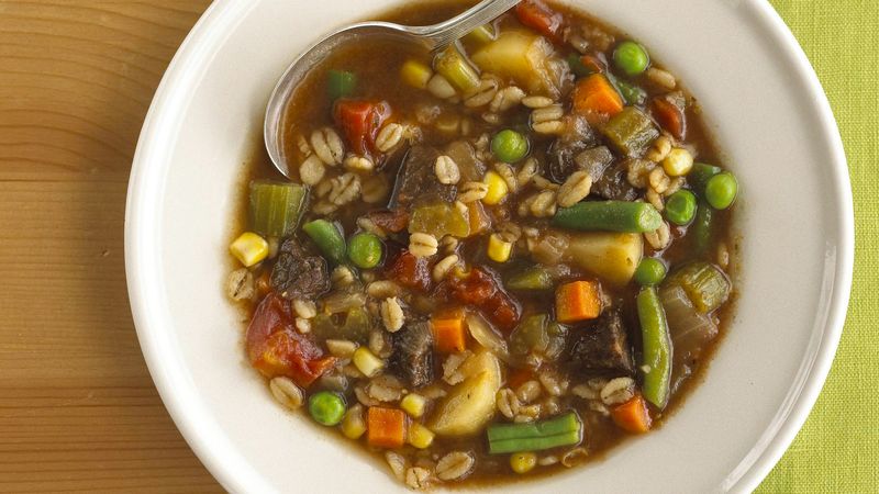 Skinny Chunky Vegetable Beef Barley Soup