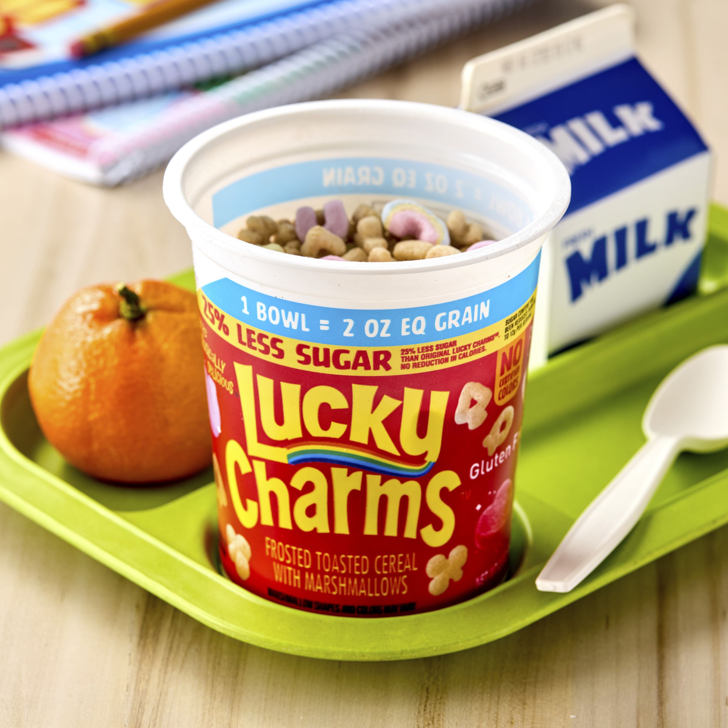  Styled Lucky Charms Gluten Free Cereal Single Serve Cup 25% Less Sugar 60/2 OZ