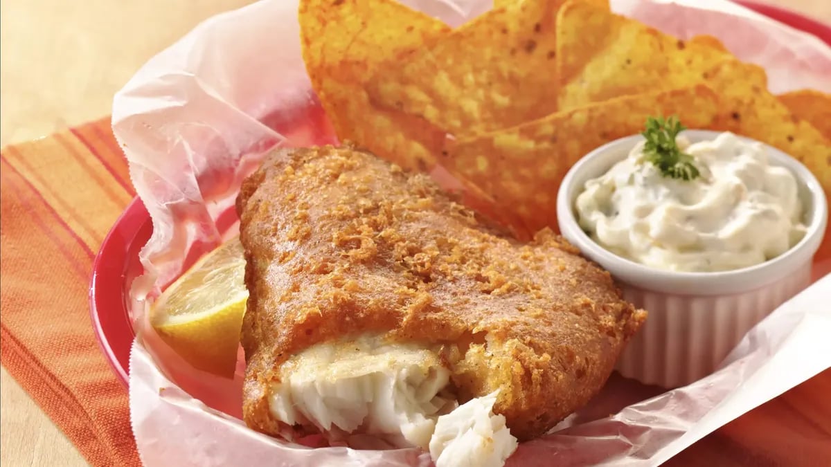 Southwestern Beer-Batter Fish with Green Chile Tartar Sauce