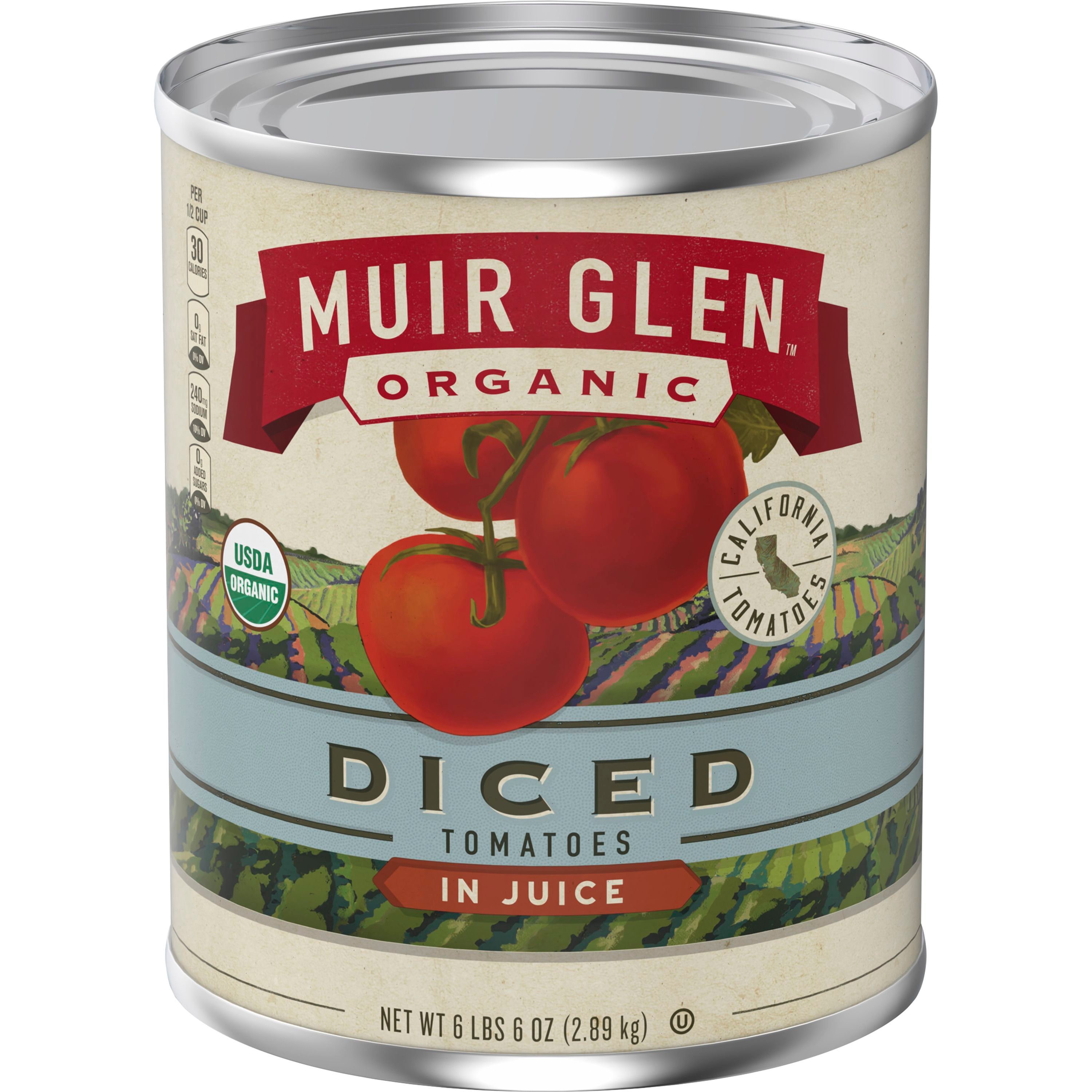 Front - 3D Muir Glen Organic Canned Vegetables Diced Tomatoes (6 ct) 102 oz