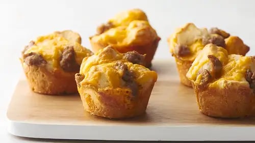 3-Ingredient Cheesy Sausage Biscuit Cups