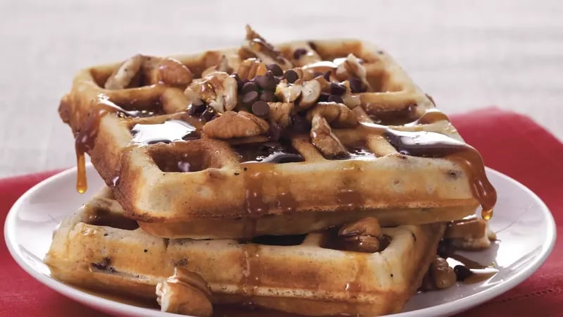 Pecan-Chocolate Chip Waffles