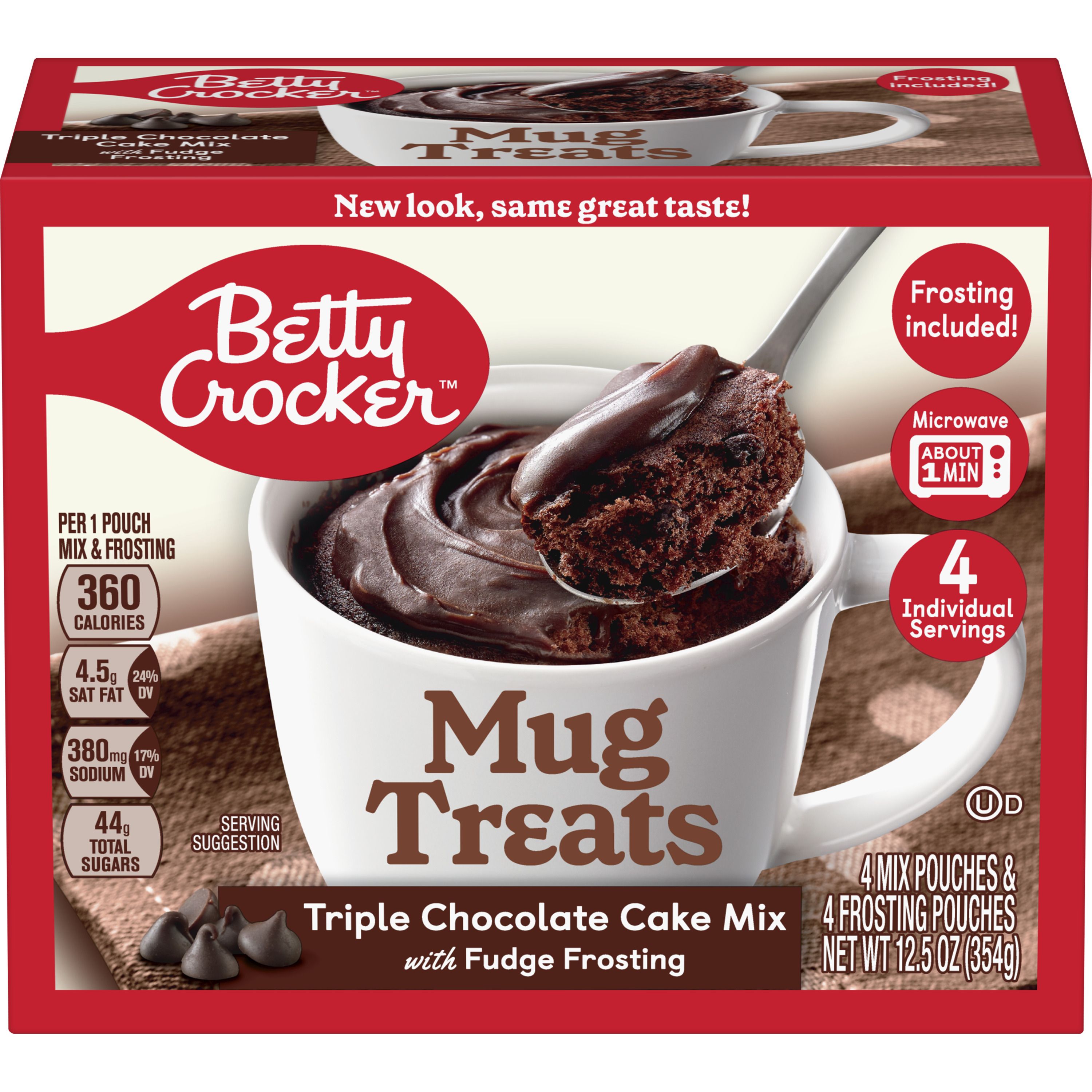Betty Crocker™ Triple Chocolate Cake Mix Mug Treats with Fudge Frosting - Front