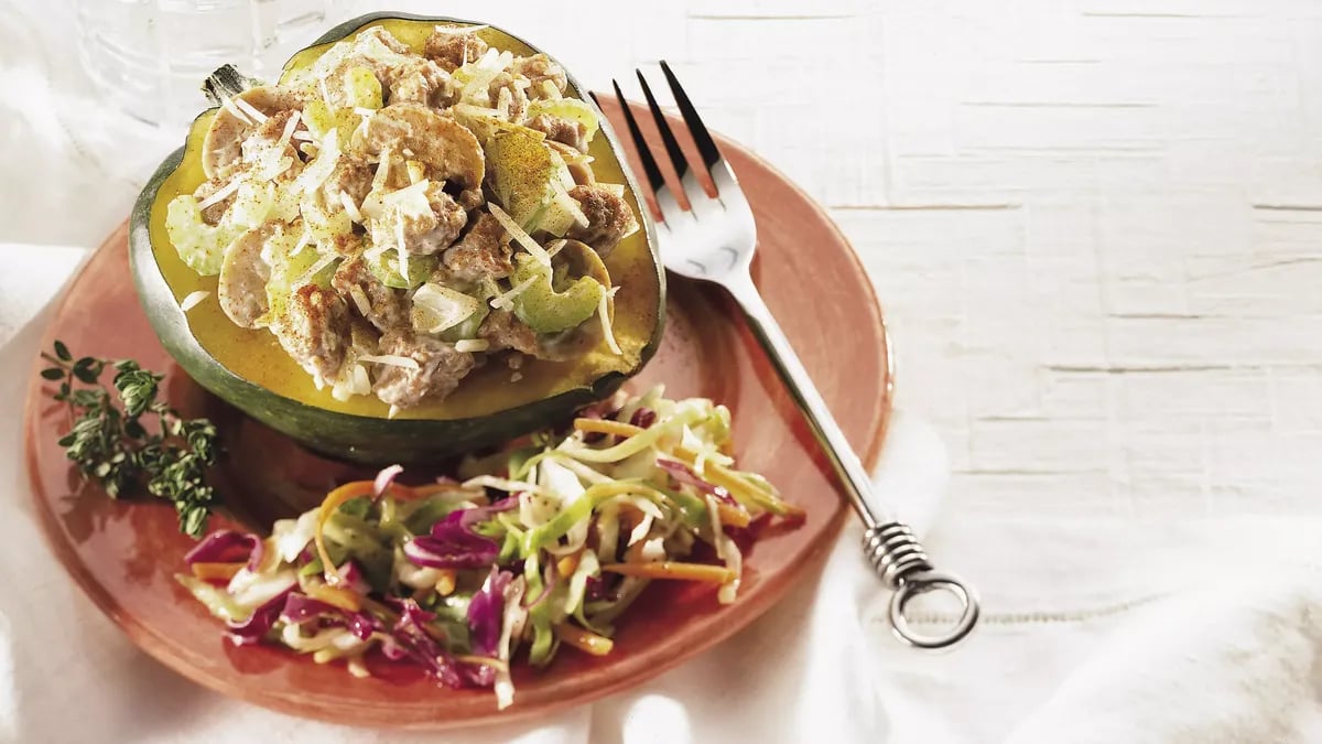 Light Sausage-Stuffed Acorn Squash