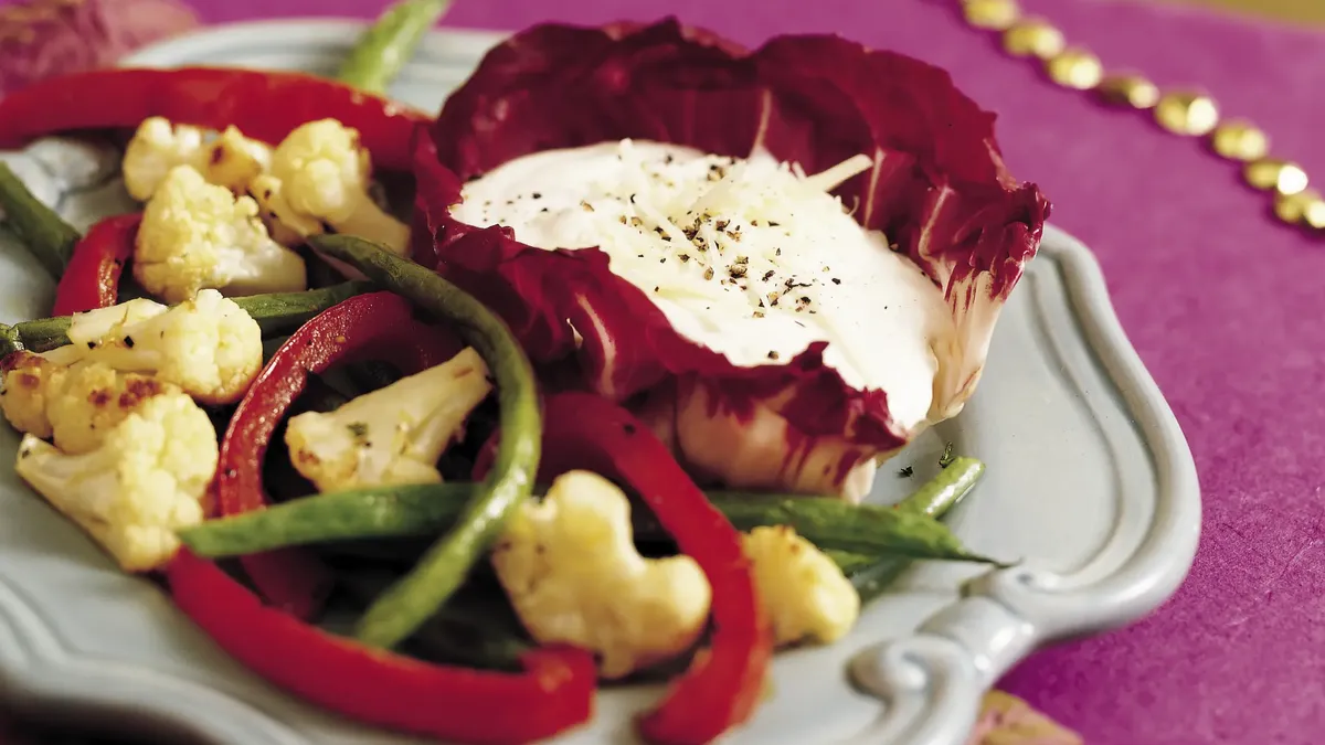 Roasted Vegetables with Creamy Caesar Dip