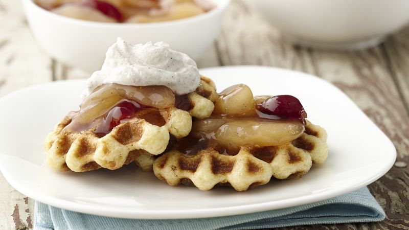 French Toast Waffles with Apple Cherry Topping