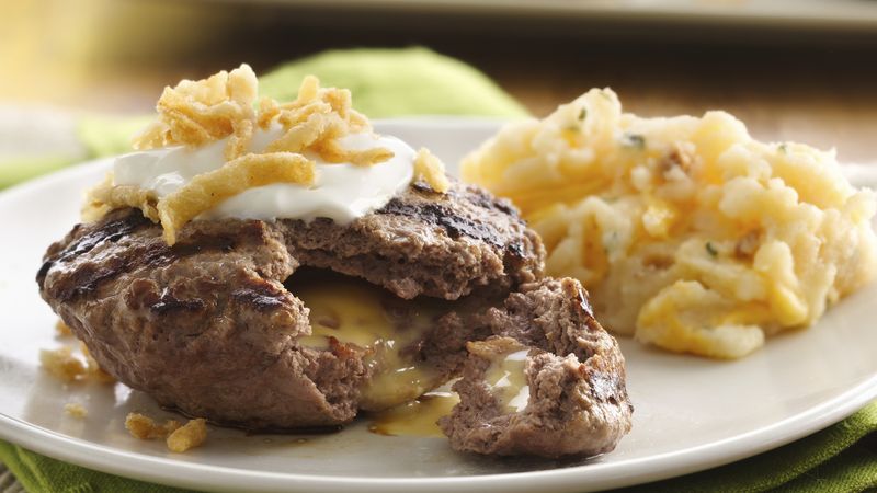 Loaded Burgers with Loaded Mashed Potatoes