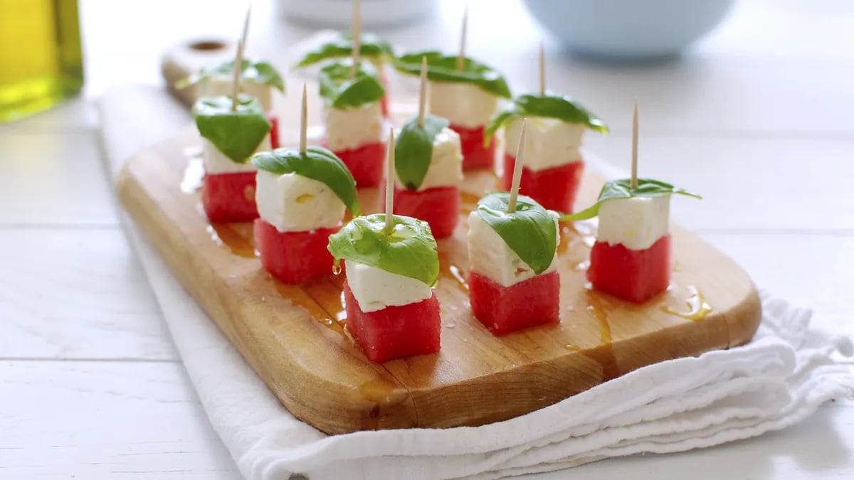 Watermelon Feta Caprese Bites