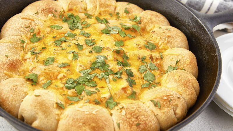 Pull-Apart Biscuits with Cheesy Chicken Enchilada Dip