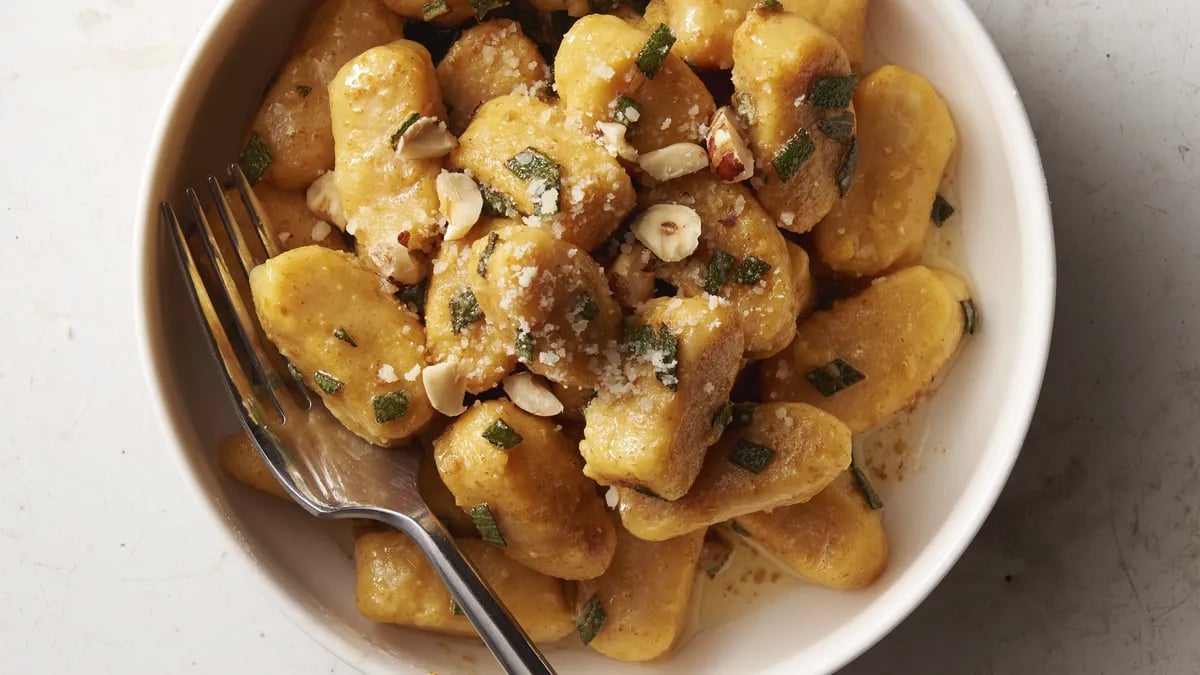 Pumpkin Gnocchi with Brown Butter, Sage and Hazelnuts