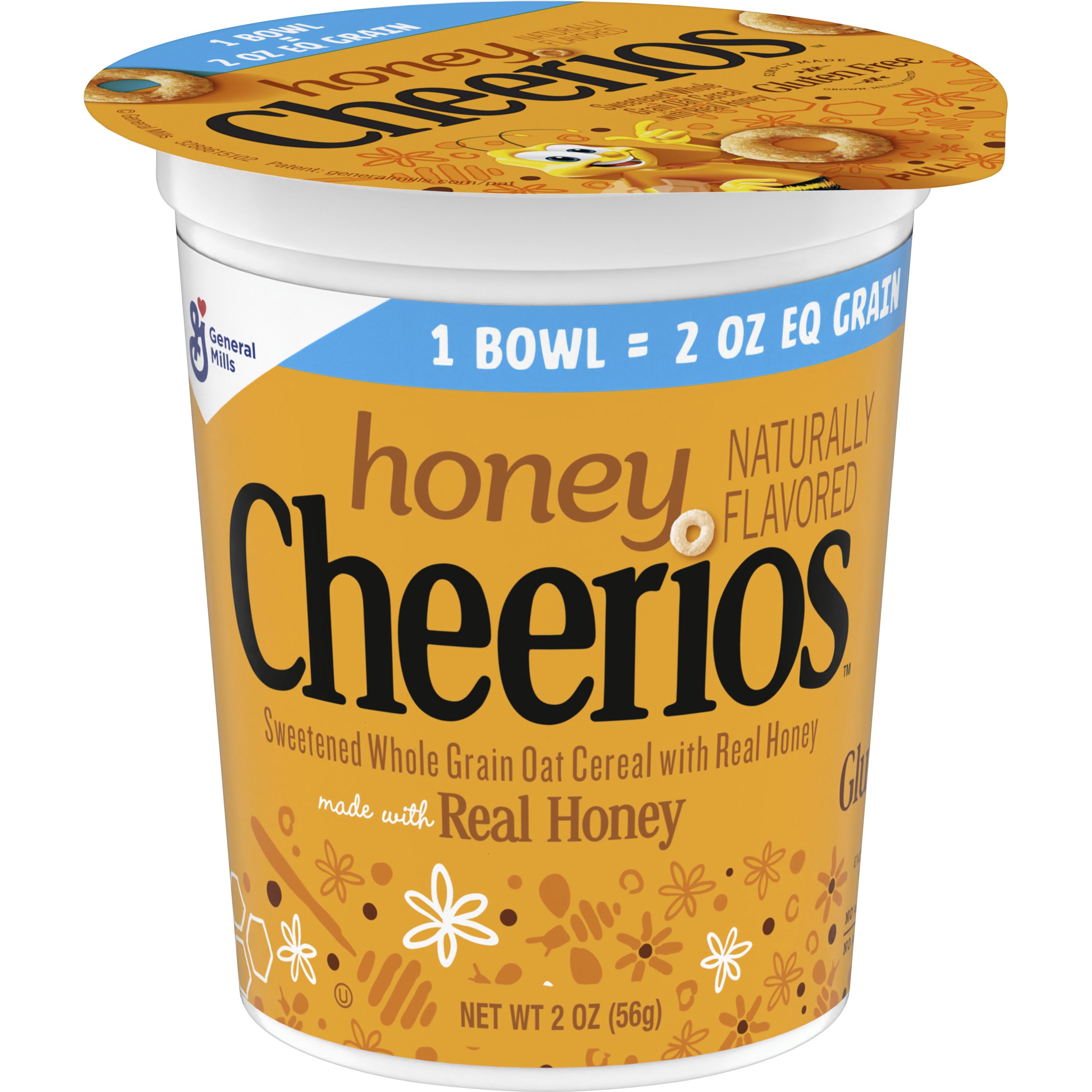 Front - 3D Honey Cheerios(TM) Cereal Single Serve K12 2oz Eq Grain