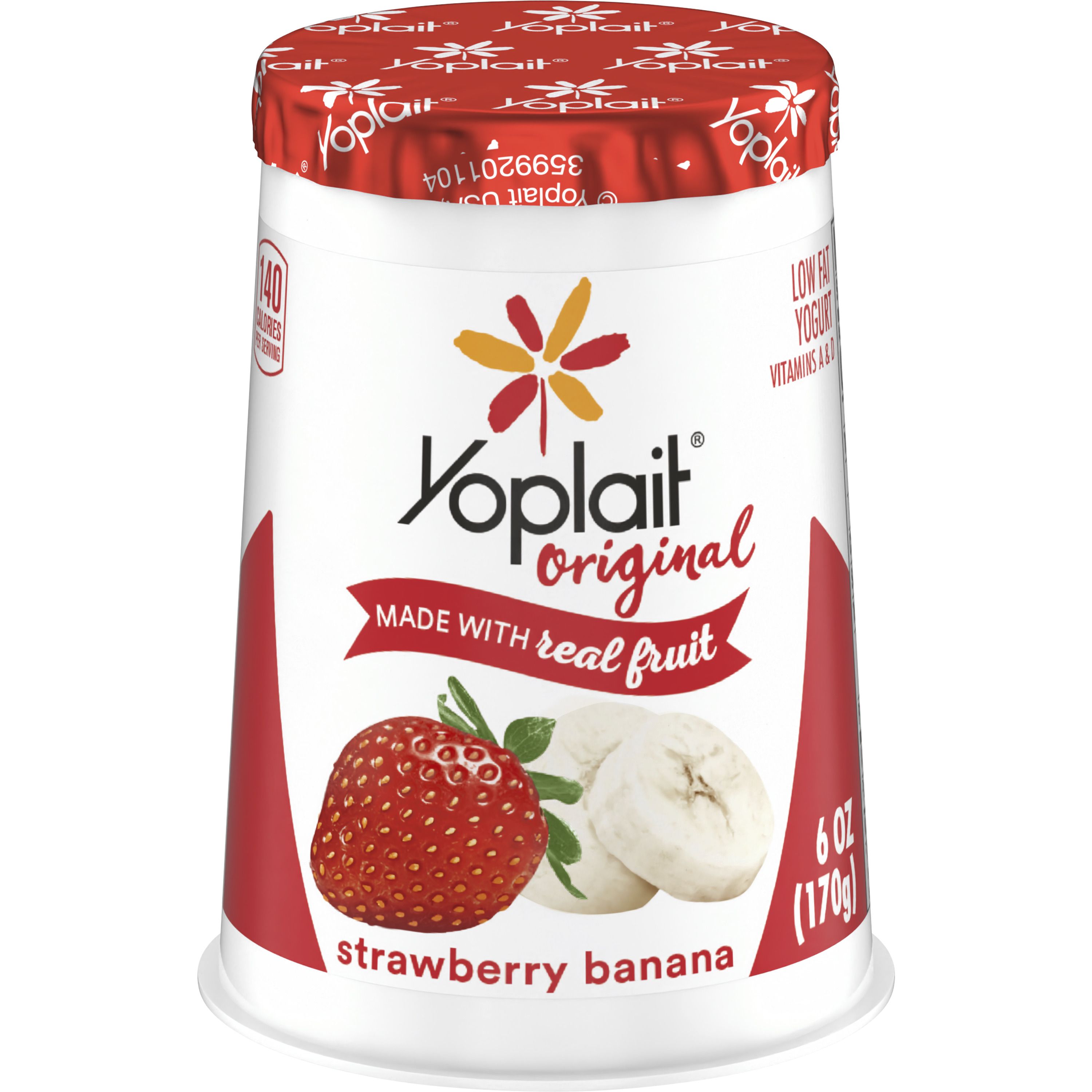 Front - 3D Yoplait Original Yogurt Single Serve Cup Strawberry Banana 12/6 OZ