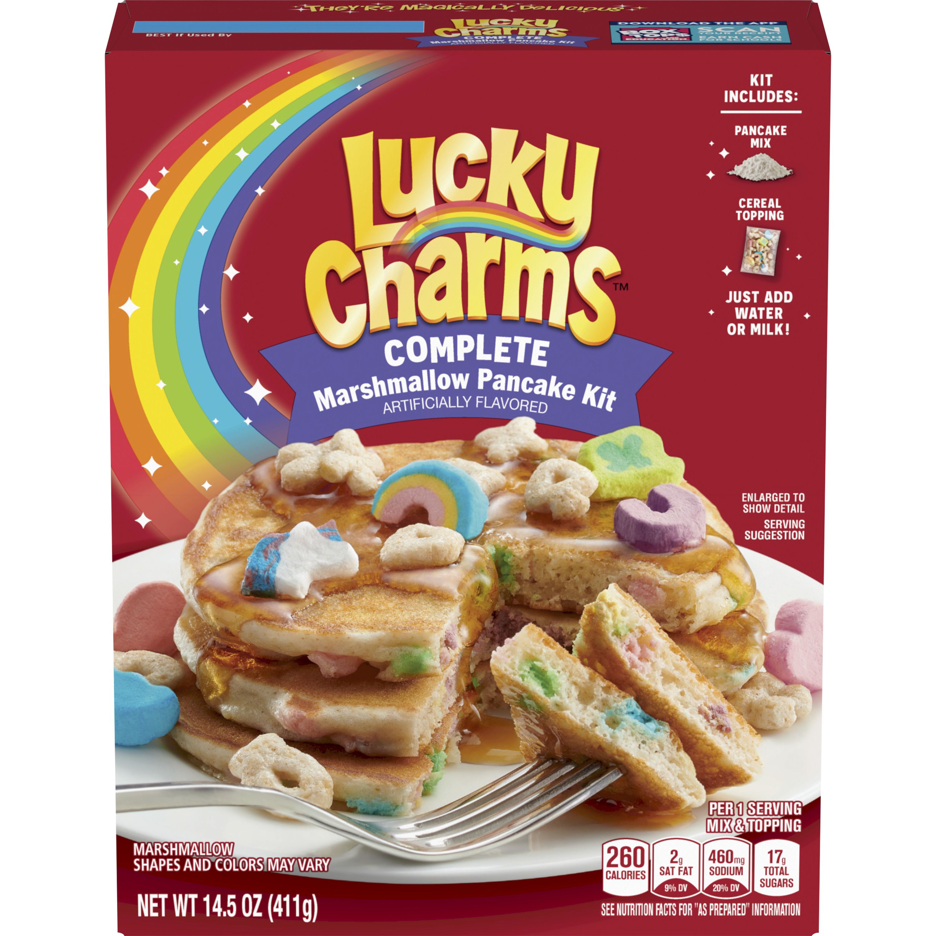 Betty Crocker Lucky Charms Pancake Kit, Baking Mix, 14.5 oz - Front
