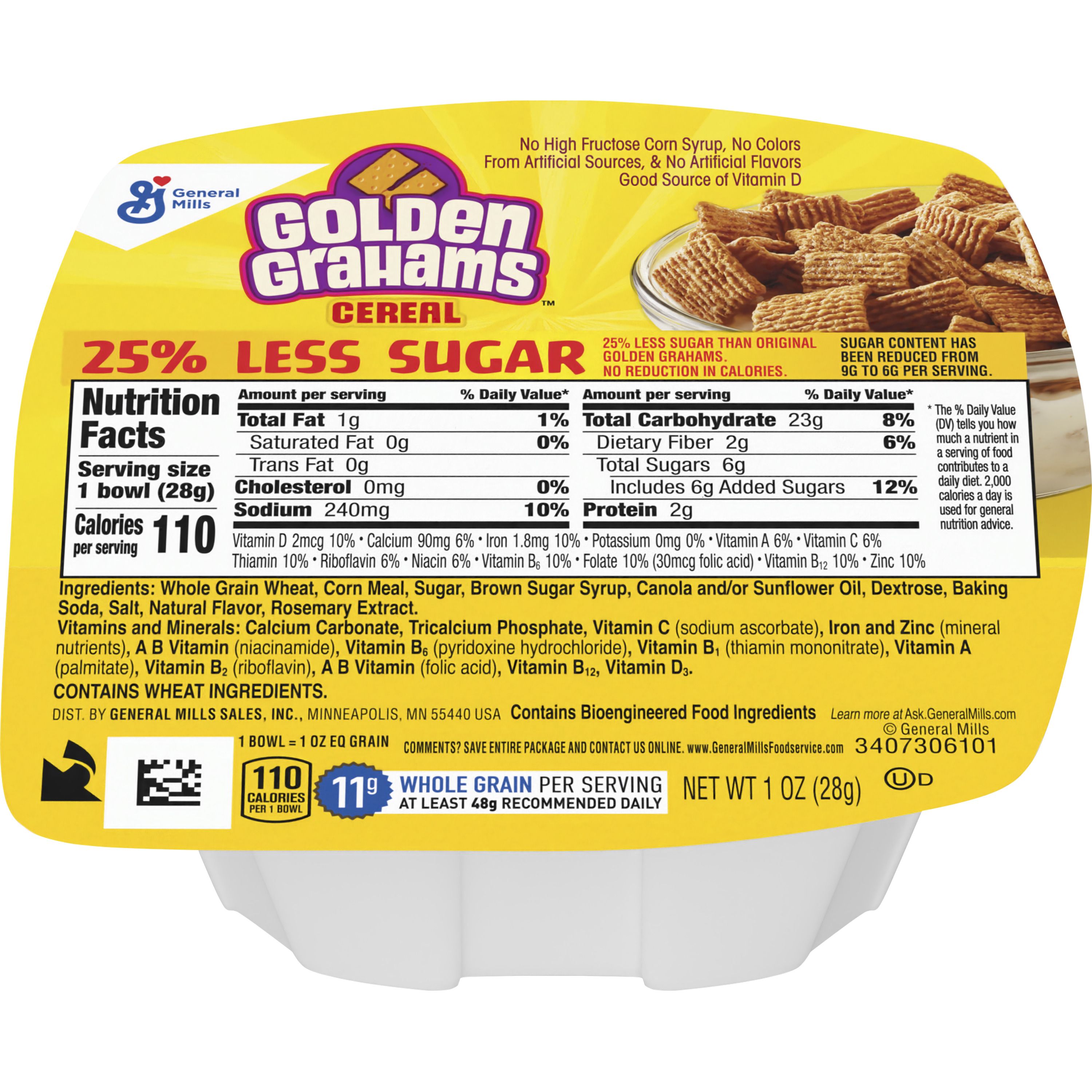 Front - 3D Golden Grahams Cereal Single Serve Bowlpak 25% Less Sugar 96/1 OZ