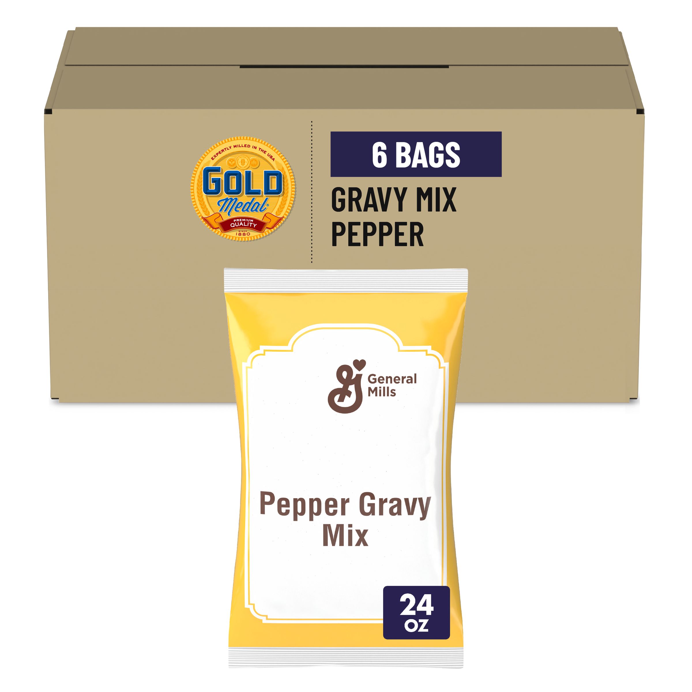  Case Optimized Hero General Mills Gravy Mix Bag Pepper 6/1.5 LB